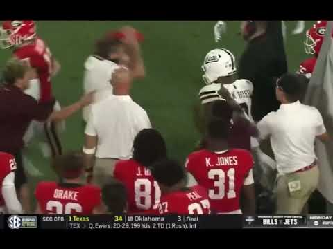 Georgia coach Kirby Smart accidentally shoves Mississippi State&#039;s Michael Van Buren