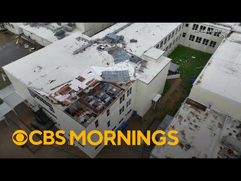 Severe storms rip off part of a school roof, wreaking havoc across the Southeast