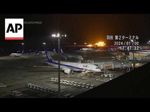 Video shows moment Japan plane crashes at Tokyo airport