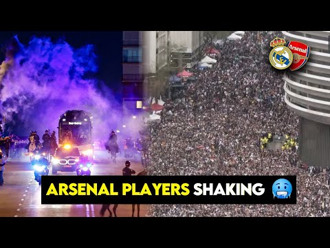 Crazy Scenes as Real Madrid Bus Arrives Ahead of Champions League Clash vs Arsenal Quarter Finals